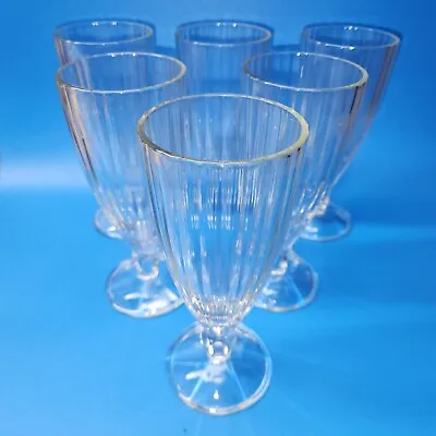 Libbey Janette Ribbed Soda Fountain Milkshake Glass - Set Of 6 - MINT CONDITION • $44