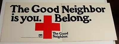 ORIG 1970s RED CROSS - GOOD NEIGHBOR - NYC - MTA SUBWAY BUS OVERHEAD SIGN • $19.99
