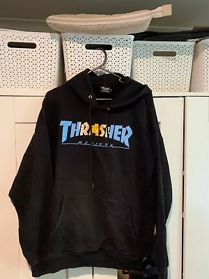 Mens Size Large THRASHER Black Hooded Jumper Exc Cond • $49.95