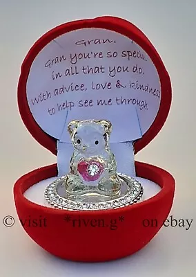 Gran Crystal Teddy Bear Pink Heart And Poem Grandma Gift Box Unique Nan Present  • £10.35