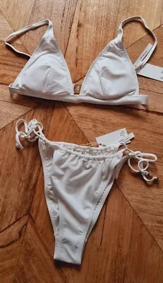 Tigerlily - Womens Bikini Ruched High Rise Set - Size Small/10 AUS White • $68