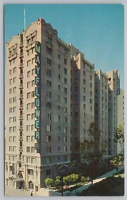 Birds Eye Mayflower Hotel~Los Angeles CA~Overlooks Library Park~Chrome Postcard • $2.80