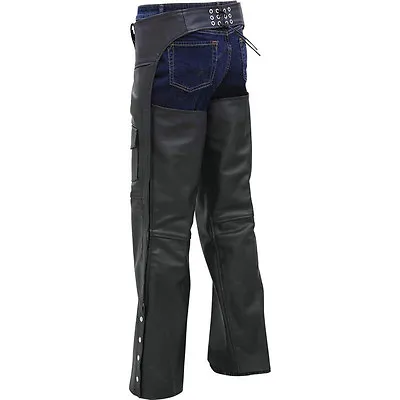 Rocky Mountain Hides™ Solid Genuine Buffalo Leather Motorcycle Chaps • $49.99