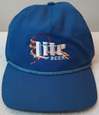 Vintage Miller Lite Beer Alaska Snapback Hat Adjustable Blue Retro Cap • $28