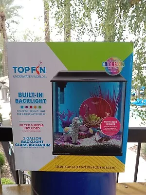 Topfin Underwater Worlds Backlight Aquarium 3 Gallon Built-In Backlight Open Box • $40