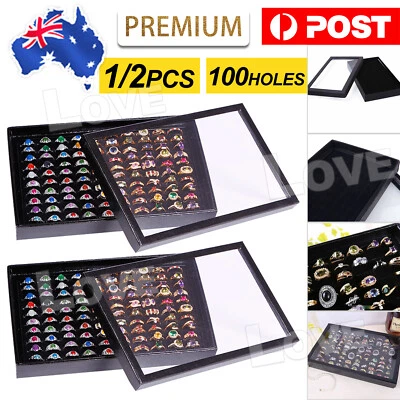 100-slot Jewellery Ring Earring Display Organizer Box Tray Holder Storage Show • $11.95