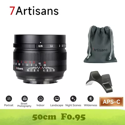 7artisans 50mm F0.95 APS-C Manual Large Aperture Lens For-EFXZ-EOS R M Mount  • $165.60