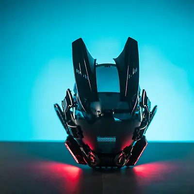 $149 • Buy Cyberpunk Helmet Mask Glowing DJ Face Mask With Light Halloween Helmet Cosplay
