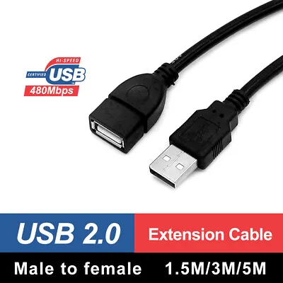 $7.49 • Buy 2.0A USB Type-A Male To Female M/F Extension Cable Cord Lead 5M 3M 1M 