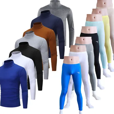 Mens Thermal Underwear Set Turtleneck Long Sleeve Slim T-Shirts And Skinny Pants • $11.49