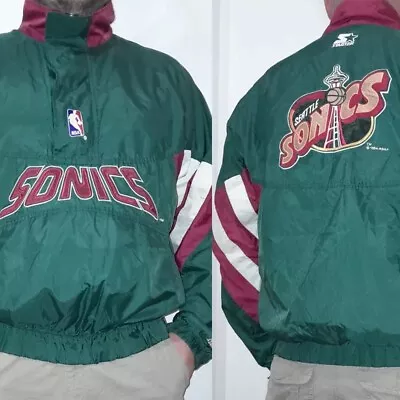 Vintage 1994 NBA Seattle Super Sonics Starter Jacket Anorak Chalk Line Mens L • $320