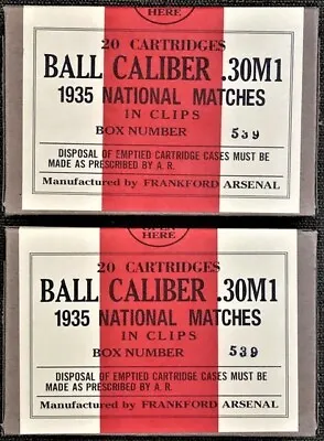 Frankford Arsenal Cal. .30 1935 National Matches New Replica 20 Round Ammo Boxes • $8.50