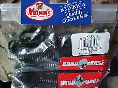 Mann's 4 Pc Of 10  Hard Nose BIGFISH Floating Snake HNFSN10-3 (BLACK RACER) • $9.99