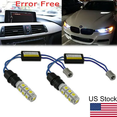 For BMW F30 Parking Lights BA9 64132 Error Free 13-SMD 6000K White LED Bulbs 2x • $14.99