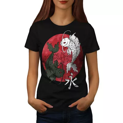 Wellcoda Japan Sun Rise Fish Womens T-shirt Koi Flag Casual Design Printed Tee • £15.99