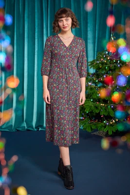 £24.48 • Buy Seasalt Women's Dress - Black Dancers Midi Dress - Regular - Bauble Bloom Onyx