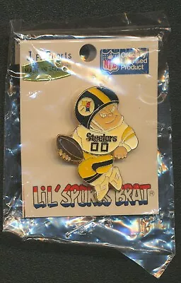 Vintage 1989 Lil' Sports Brat Pittsburgh Steelers Player Enamel Football Pin Mip • $12