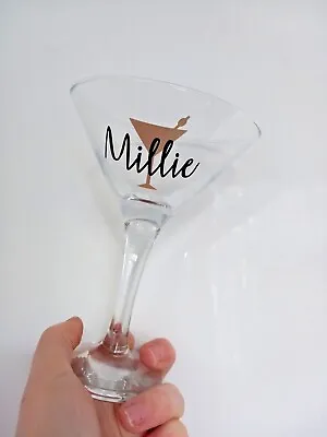 Personalised Martini Cocktail Glasses Wedding Hen Prom Home Bar Gift Birthday • £6.99