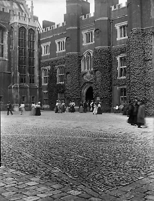 Glass Plate Negative C. 1900 - People Buildings - Hampton Court Palace London • £5.95