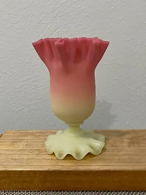 Antique Mt Washington Peach Blow Glass Ruffled Vase • $175
