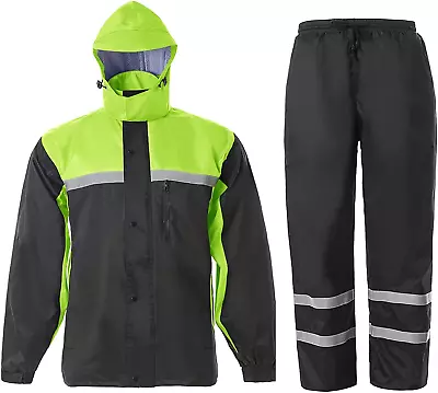 Men's Rain Suit High Visibility Reflective Jacket And Pants For All Activities • $82.88