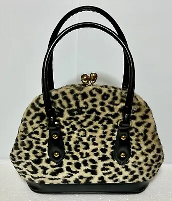 Vintage Kadin Made In USA Leopard Handbag - Purse With Clasp Closure • $64.99