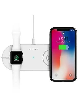 Naztech Power Pad Duo Qi Wireless Fast Charger Pad + IWatch Charger - White • $38.54