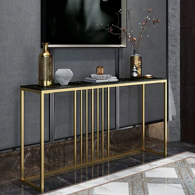 Slim Narrow Hallway Console Table Scratch-proof Marble Long Bar Table Gold Legs • £76.91