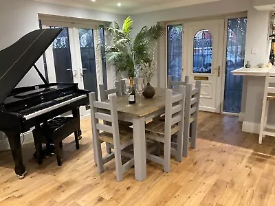 Farmhouse Style Rustic Dining Table And 6 Chunky Chairs • £625