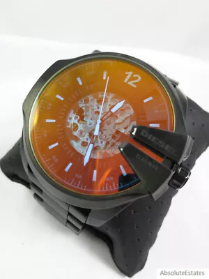 NEW Diesel Men's Mega Chief Automatic Black Iridescent Skeleton Watch DZ7457 NIB • $219.99