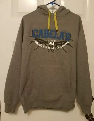 Mens Cabela's Outdoors Gray Pullover Hoodie Sweater Size M Embroidered • $13.95