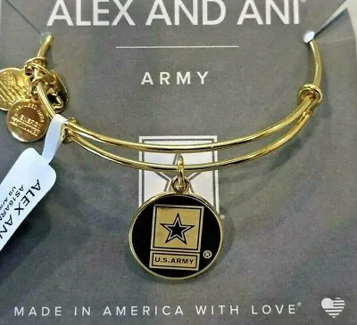 ALEX AND ANI US ARMY Charm Bangle Bracelet Shiny Gold NWT Military Gift No Card • $23.75