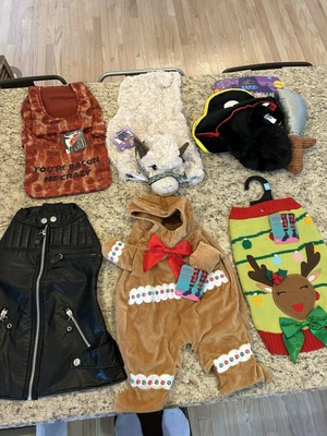 $25 • Buy Lot 6 Pet Dog Knitted Christmas Sweater Costume Medium NWT Llama Pirate Coat
