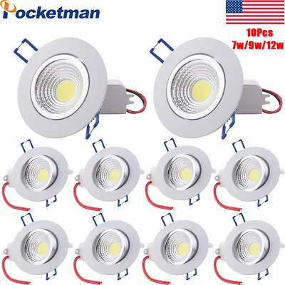 10Pcs COB Dimmable LED Recessed Ceiling Light Downlight 7W/9W/12W Spotlight 110V • $40.84