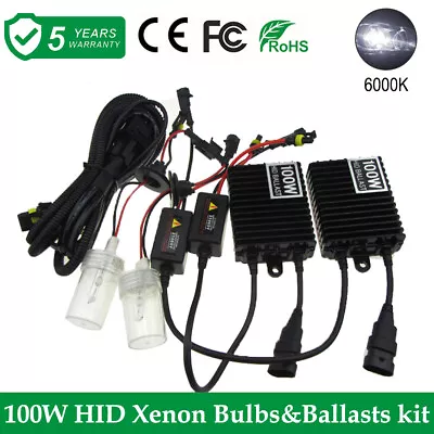 2x 100W H4 9003 Car HID Xenon Headlight Bulb Ballast Kit Dual Beam 6000K 8000 LM • $71.99