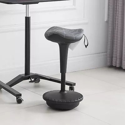 Indoor Tall Drafting Wobble Stool W/ Adjustable Height & Saddle Seat Grey • $99.99