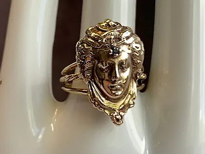 10K Yellow Gold Ring Custom Lady Goddess Medusa 6.75g 4.74g Sapphire Color Stone • $369.95