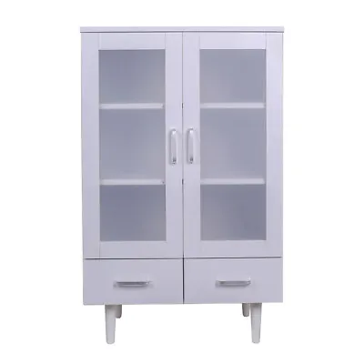 Matt Acrylic 2 Doors Storage Display Cabinet Kitchen Hallway Sideboard Cupboard • £85.95