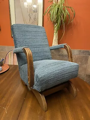 Mid Century Childrens Upholstered Platform Danish Style Rocking Chair Teal • $49.99