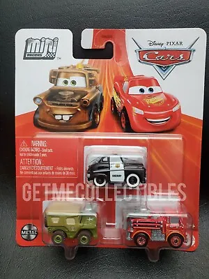 Disney Pixar Cars Mini Racers Sarge Sheriff Red Fire Truck 3 Pack Free Ship $15+ • $32.95