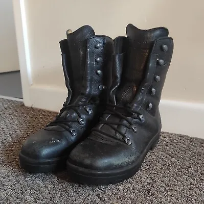 Black Leather Genuine Military Boots. Army RAF Navy. 260 Wide. • £17.99