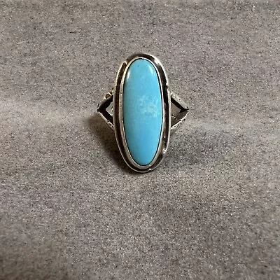 Vintage Southwestern Turquoise Sterling Silver Handmade Ring Size 6 • $40