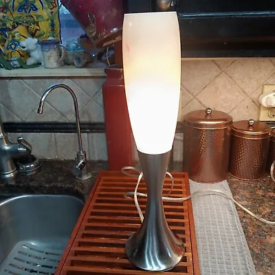 Vintage Table Lamp Mid Century Modern Tulip Frosted Glass Chrome Metal Base  • $125