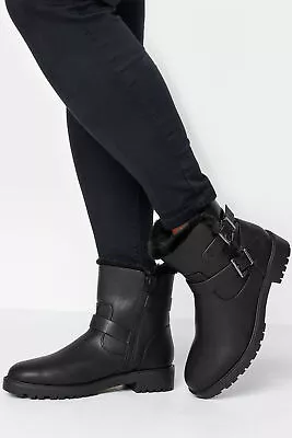 Faux Fur Lined Biker Boot In Wide E Fit & Extra Wide EEE Fit • £44.99