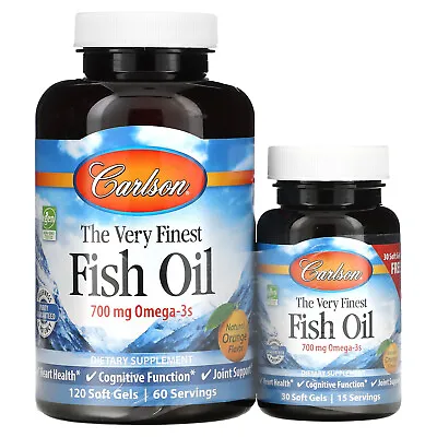 The Very Finest Fish Oil Natural Orange 700 Mg 150 Free Soft Gels (350 Mg Per • $28.48