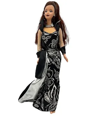 Barbie Mattel Gala Evening Black Silver Mermaid Silhouette Gown 1997 • $27.90