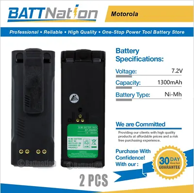 2x 7.2V 1300mAh NiMh Battery For Motorola HT1000 MTS2000 MT2000 NTN7143 NTN7144 • $37.45