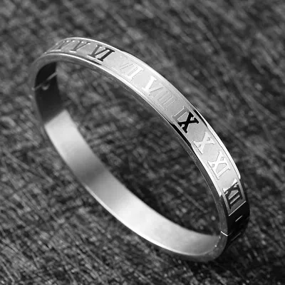 Luxury Gold Stainless Steel Roman Numeral Cuff Wristband Bangle Men Bracelets • $8.99