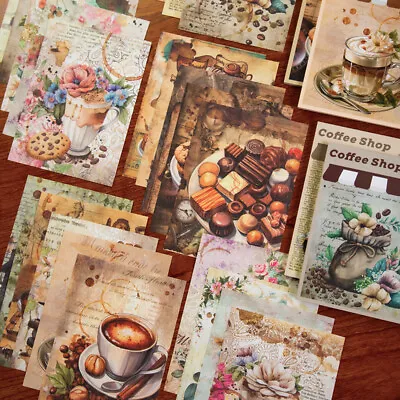 30PCS Vintage Coffee Shop Scrapbook Paper Dessert Drinks Bullet Journals Crafts • $9.99