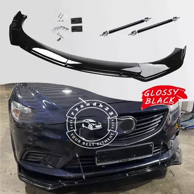 Front Bumper Lip Spoiler Splitter & Strut Rods For Mazda Mazda6 GH GJ GG GL • $69.99
